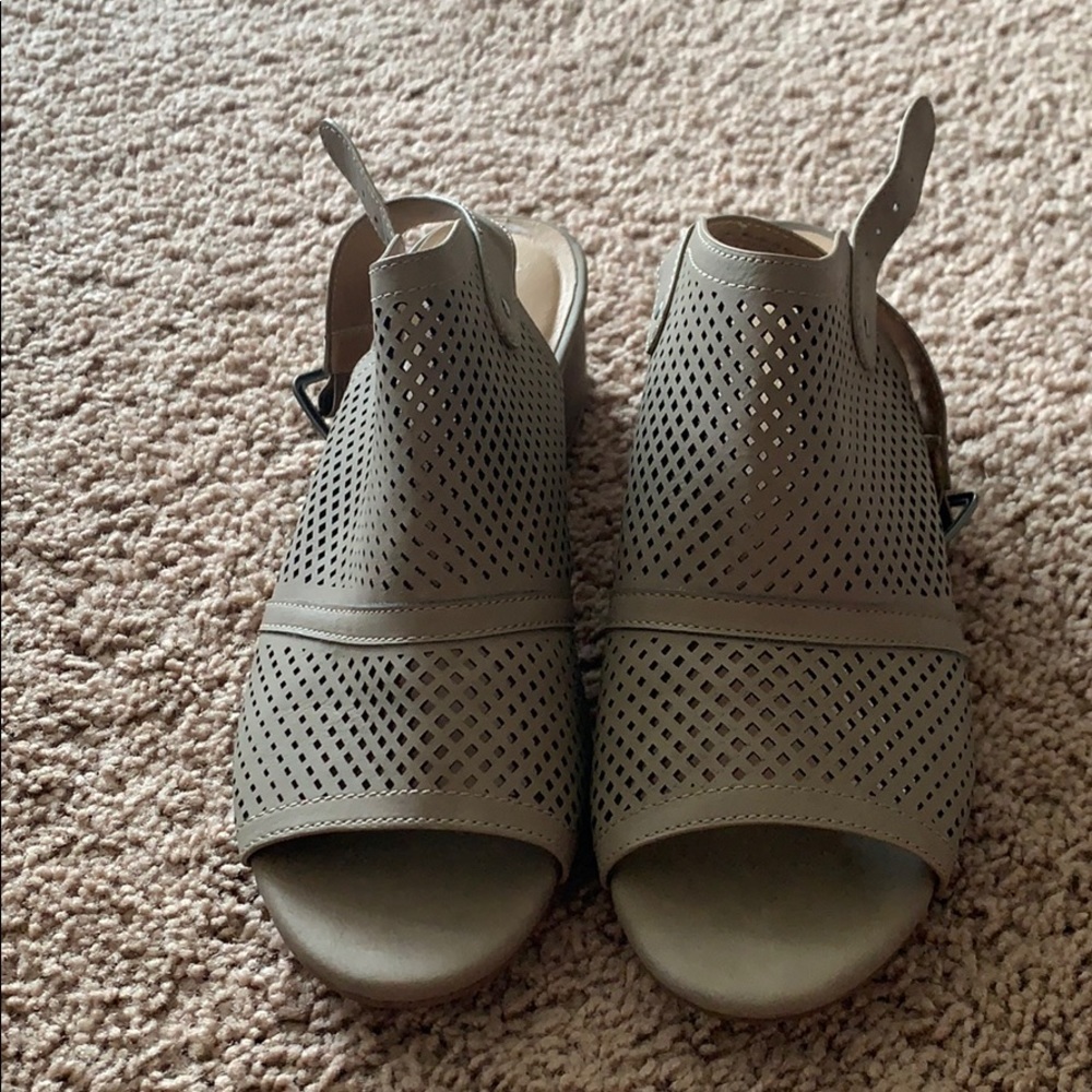 Green open toe booties